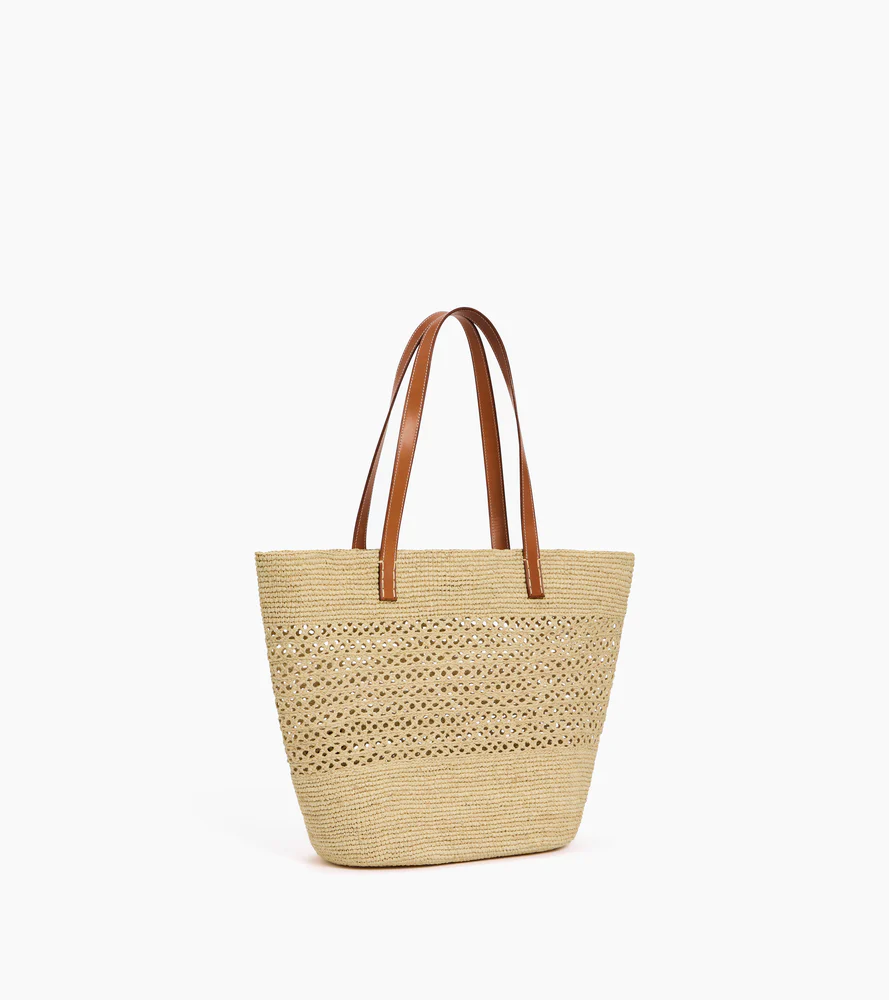 Grand sac cabas le Nattier en cuir lisse semi-végétal et raphia - Image 5