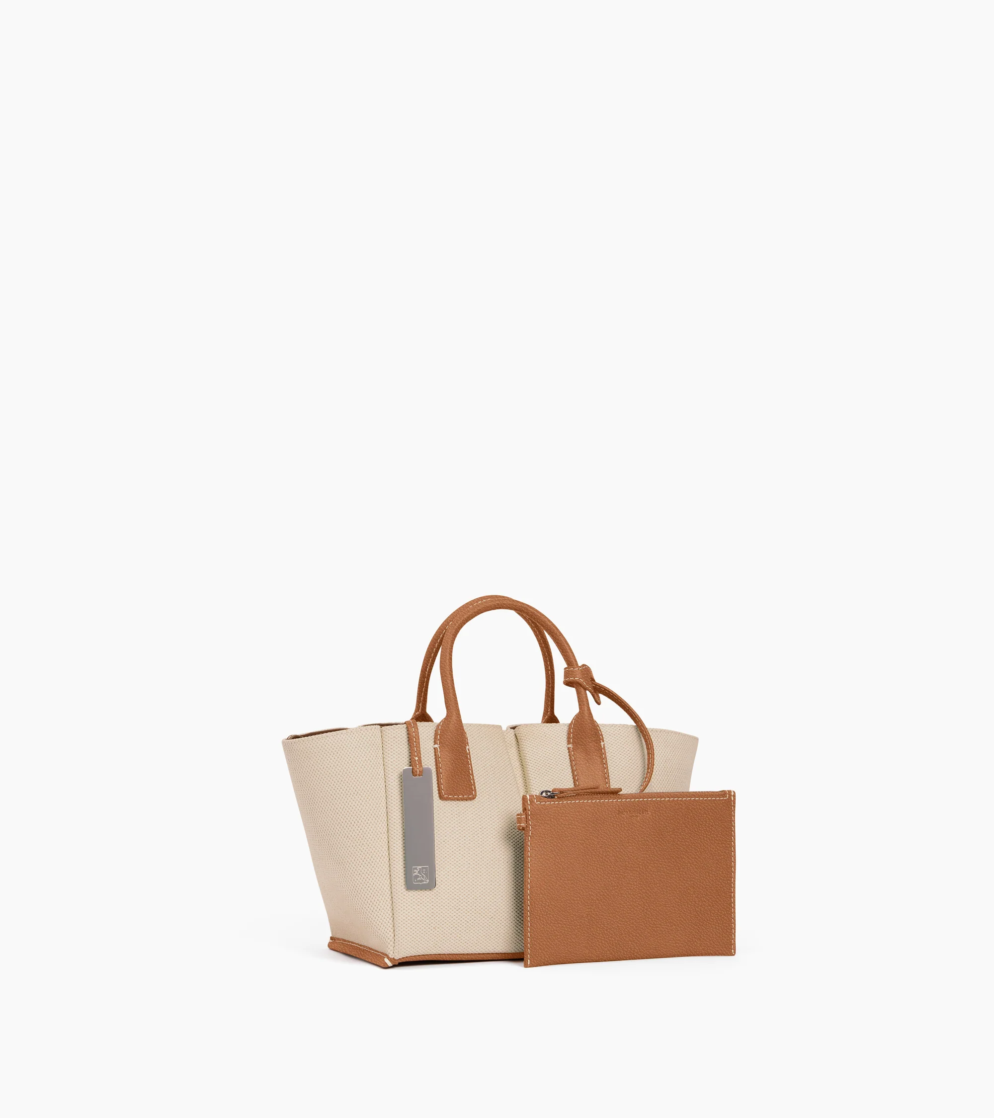 Petit sac à main Elena en toile coton et cuir grainé - Image 4