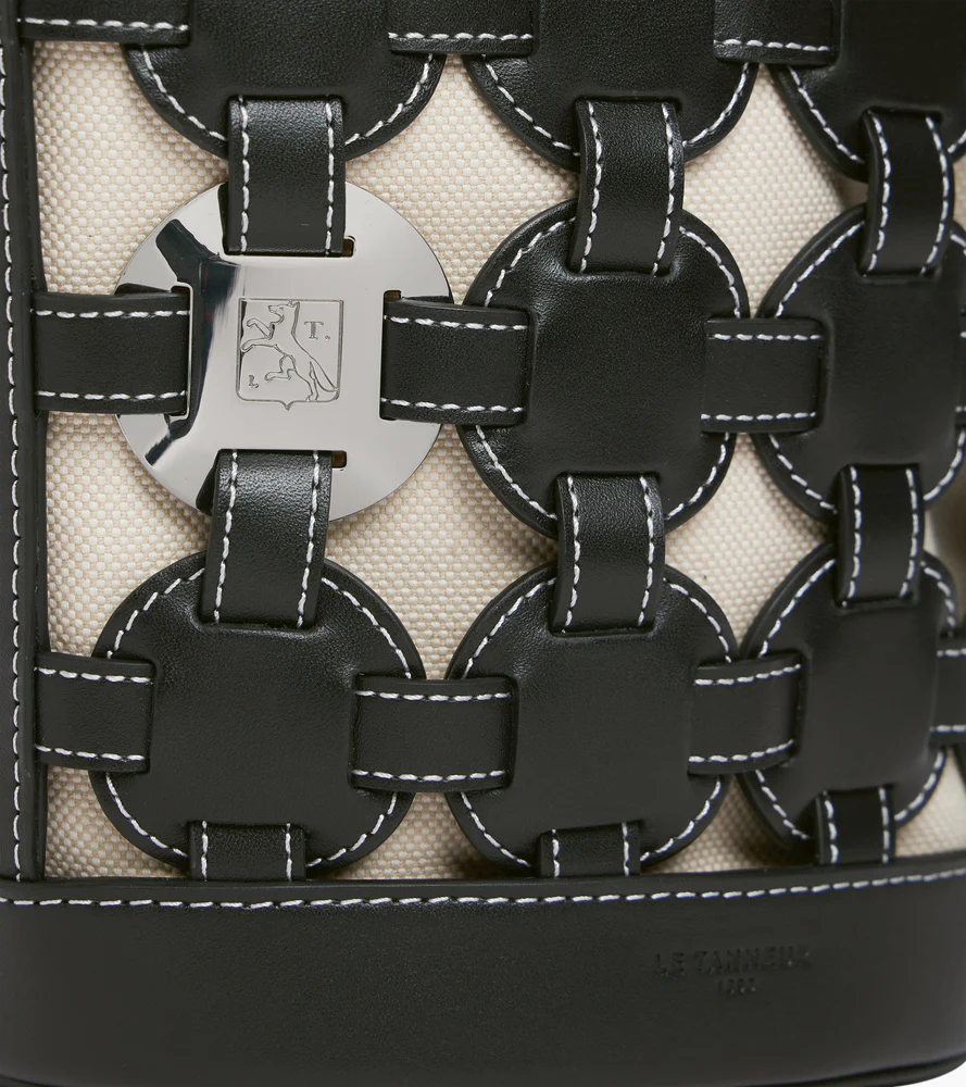 Petit sac seau Le Potier en toile coton et cuir lisse - Image 3