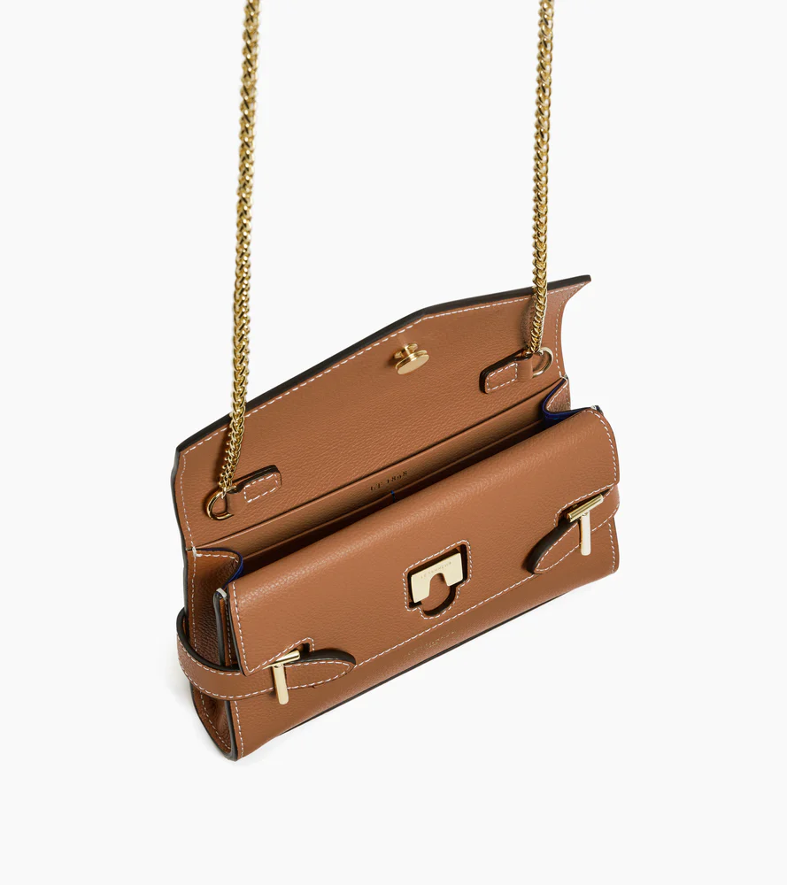 Sac pochette avec bandoulière double rabat Emilie en cuir grainé - Image 4